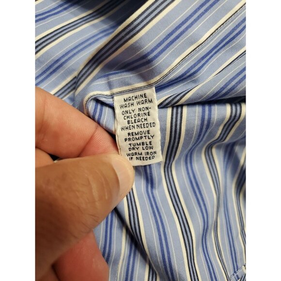 Ralph Lauren Adult Mens XL Blue Striped Classic Fit Long Sleeve Button Up Shirt - Picture 8 of 9